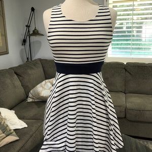 Navy and White Striped Dress